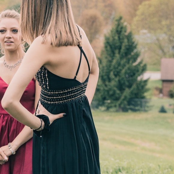 gold beaded + embroidered formal dress - Picture 6 of 6